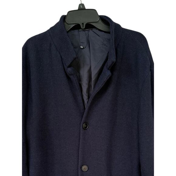 Zara Man Navy Knit Lined Coat Jacket US XL Made in Italy VGUC Versatile Trendy - Picture 7 of 11